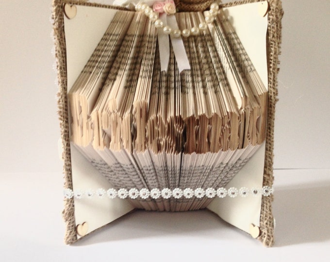 Rose Rustic ,Bridesmaid Book Folding Art, Bridesmaid Gift, Wedding Decoration, Rustic Wedding, Best Bridesmaid