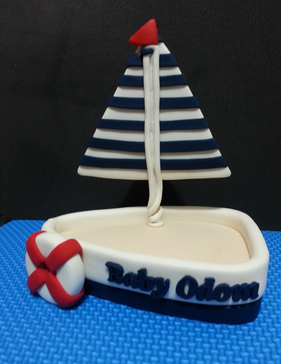 fondant 3d nautical sailboat cake topper
