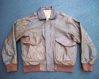 Vintage Cooper New Zealand Brown Leather Flight Motorcycle Biker Riding Men's Jacket Coat Size Medium