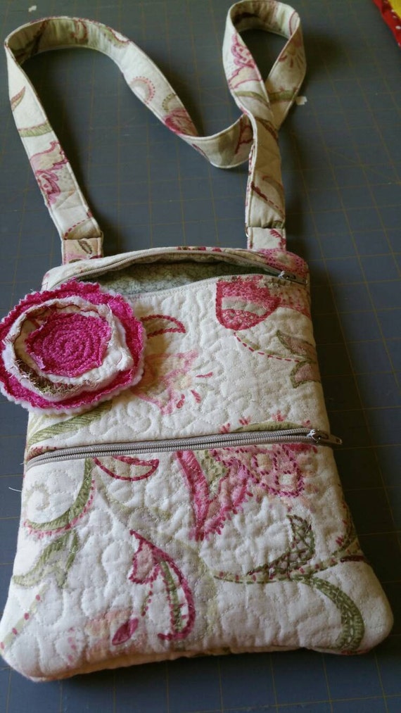 Beautiful floral crossbody bag zippered bag shoulder strap