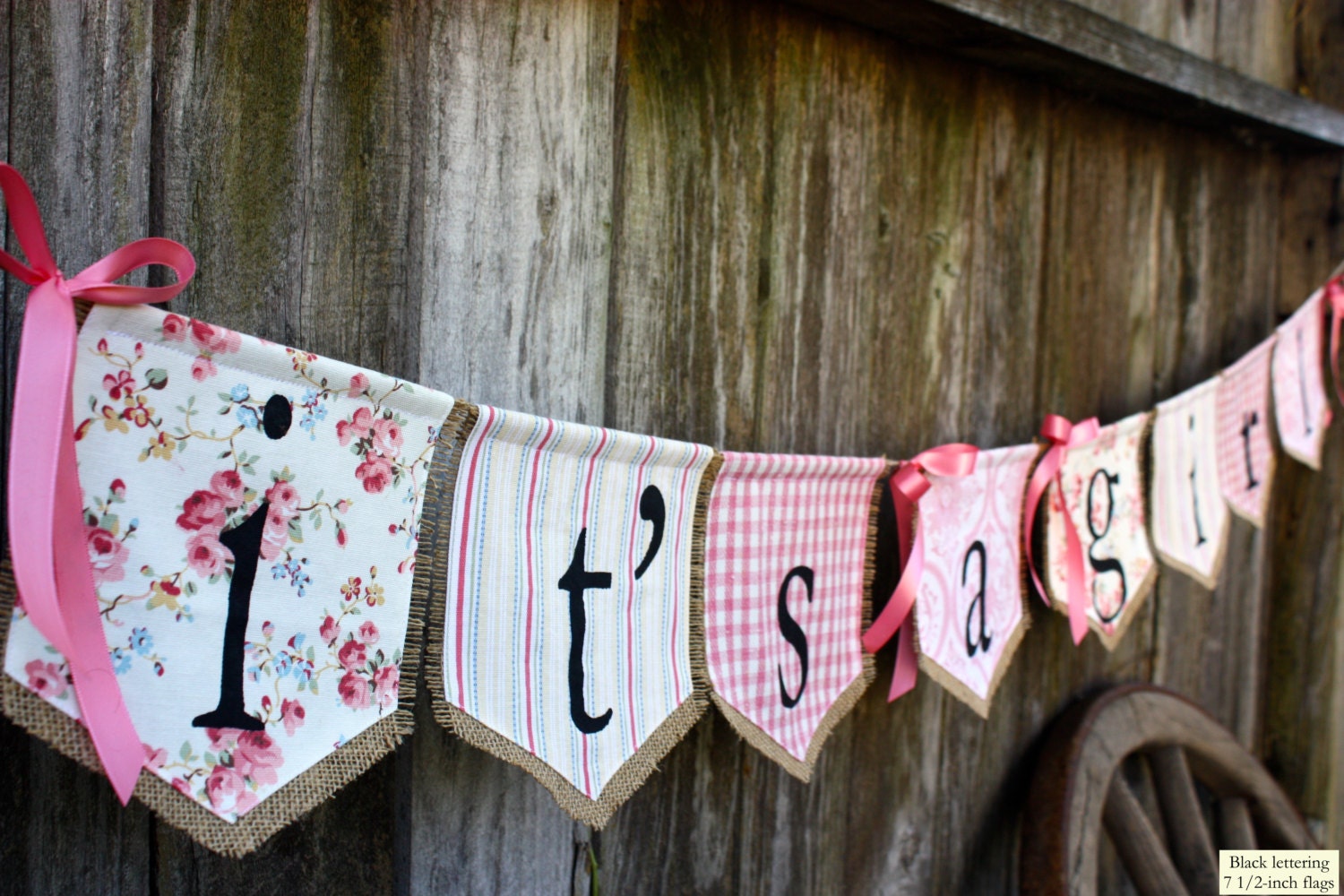 Custom IT'S A GIRL bunting banner flag...new baby shower