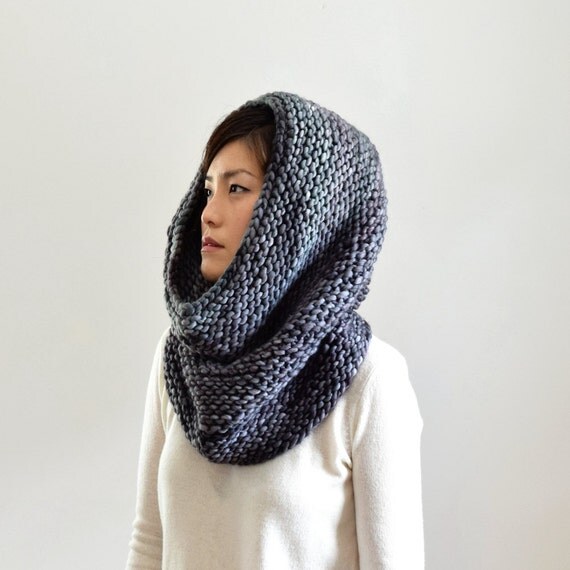 Items similar to Chunky Scarf, Snood, Double Thick Cowl Scarf Hood ...