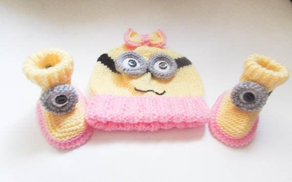 Knitting Pattern Minion Hat Minion Booties hat booties ...
