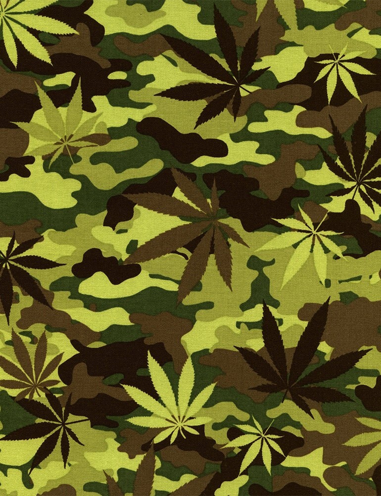Cannabis Leaf Cotton Fabric by Timeless by CarolinaCottonCo
