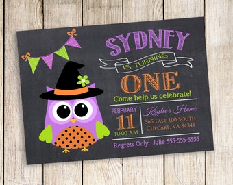 Halloween Birthday Invitation, Halloween Party Invitation, Halloween Invitation, Owl Halloween, Fall Invitation, Digital File 5x7 or 4x6