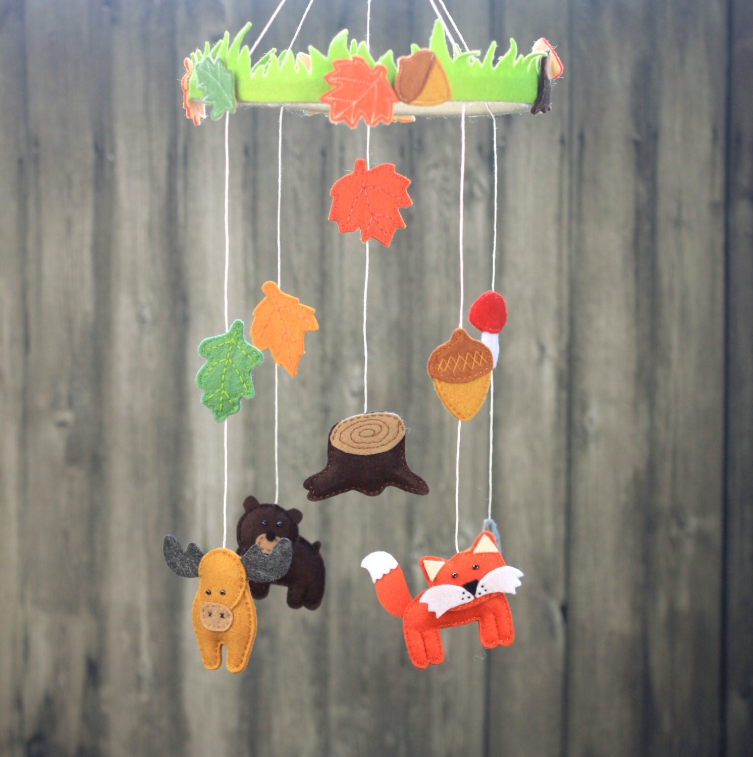 Felt woodland crib mobile ooak ready to by MiracleInspiration