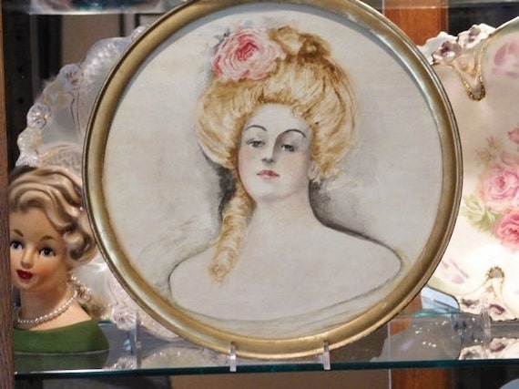 Watercolor Victorian Gibson Girl Harrison Fisher Style Art Nouveau Painting Pastel Mixed Media Gouache Highlights Art Turn of the Century