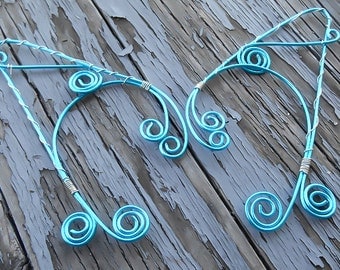 Elf Ears - Long Elf Ears - Blue Wire wrapped Elven Ears - Fairy Ears - Elven Ears - Dragon Ear cuffs - Costume earrings - Elf Ear Cosplay