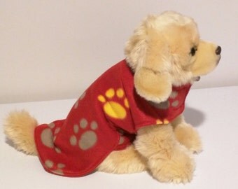 Fleece reversible paws dog coat