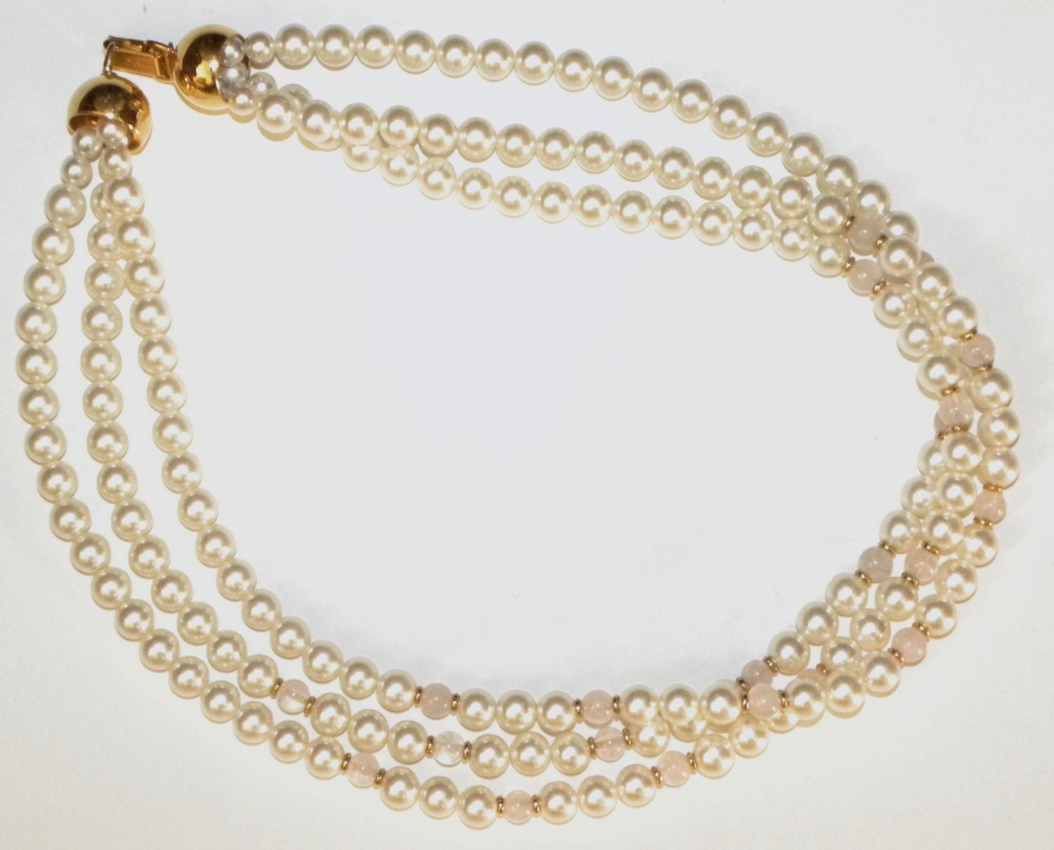 Vintage Pearl Necklace / Napier / FAUX Pearl / Triple Strand