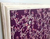 Tableau d'affichage aimanté tissu fleurs cerisiers prune rose bourgogne organisation bureau chambre babillard aimant photos mémos fleuris