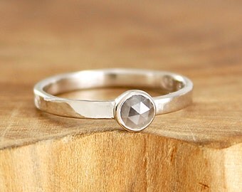 Hammered silver engagement rings