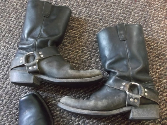 Vintage TRASHED Harness Motorcycle boots Campus by Bootsandsneaks