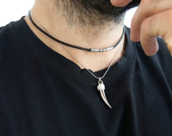 Men's Necklace - Men's Silver Necklace - Men's Tooth Necklace - Men's Jewelry - Men's Gift - Boyfriend Gift - Husband Gift - Guys Jewelry