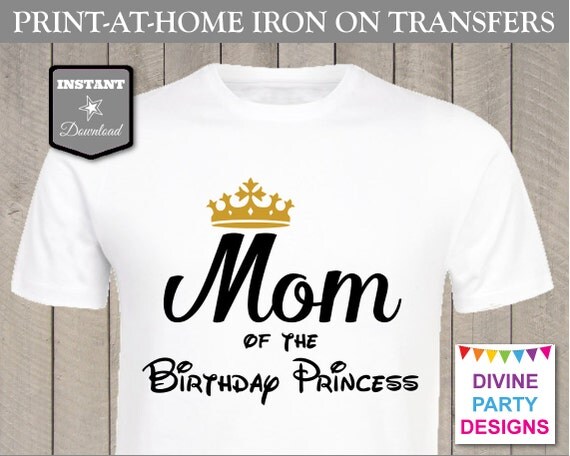 INSTANT DOWNLOAD Print at Home Mom of the Birthday Princess Printable Iron On Transfer / T-shirt / Family / Birthday Party / Item #2436 Il_570xn