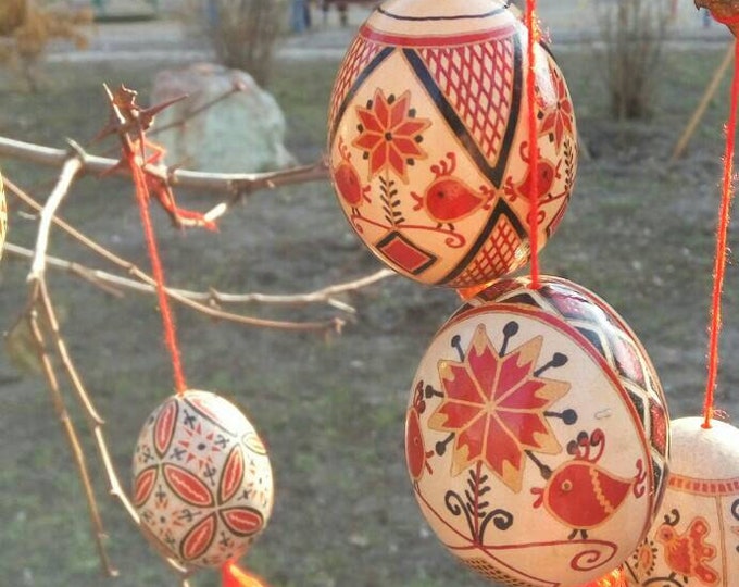 Traditional Ukrainian Pysanka - an Easter egg on brown eggshell