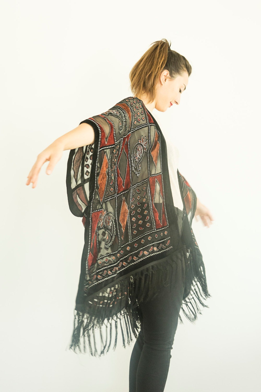 sheer kimono outfit