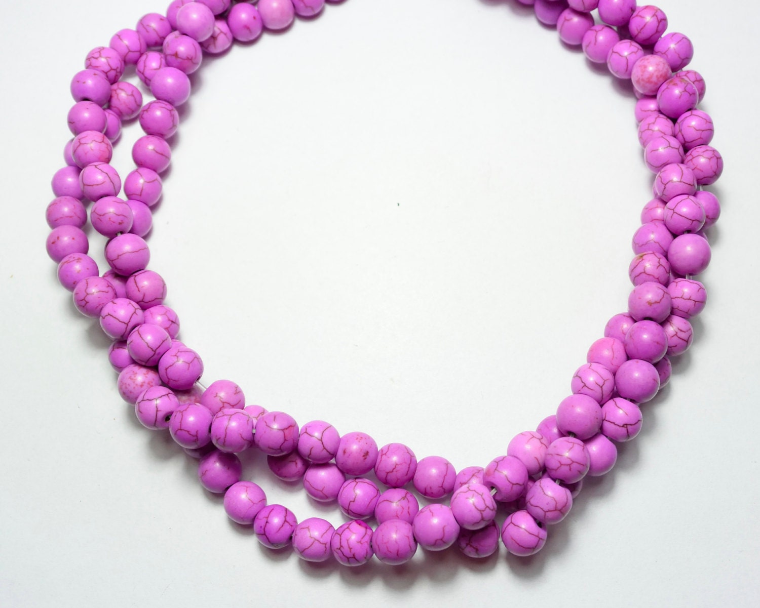 fuchsia Howlite Beads - round howlite beads - full strand - round beads ...
