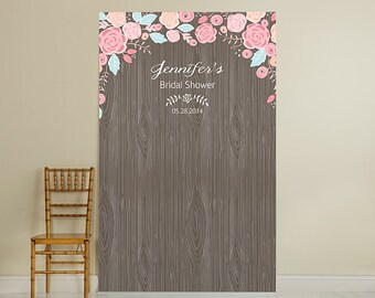 Rustic Wood Personalized Photo Booth Backdrop - JM11849