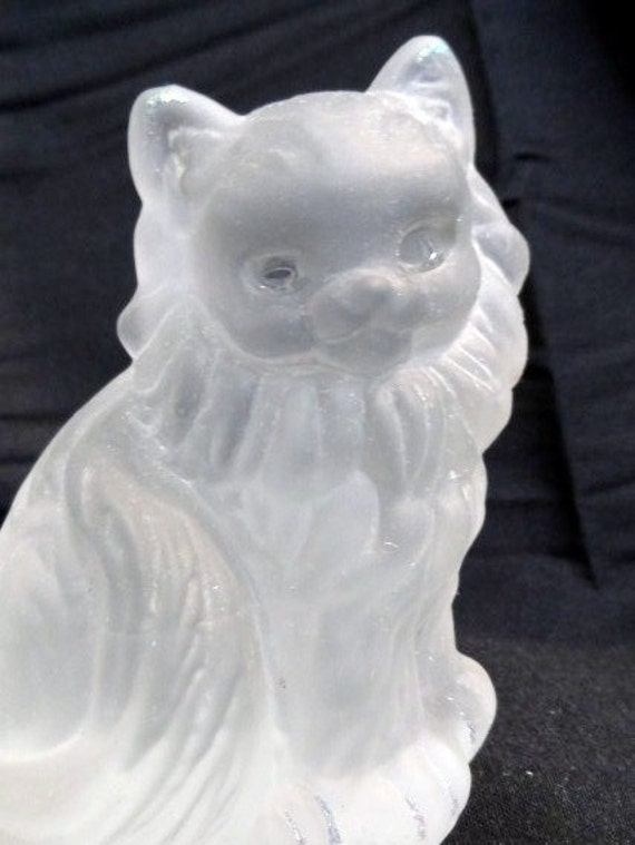 frosted glass cat figurine