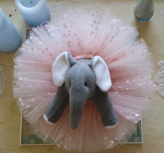 Grey Stuffed Elephant w/Pink Tutu for Newborn