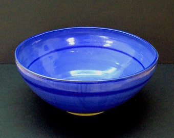 Ceramic bowl, extra large bowl, large bowl, blue bowl, punch bowl, serving bowl