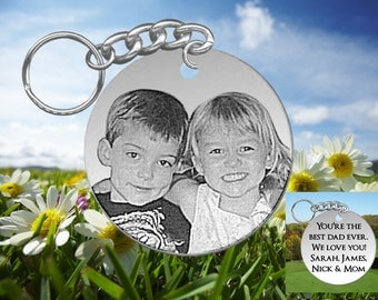 Laser Engraved Picture Keychain with Your Photo, Personalized FREE, Stainless Steel