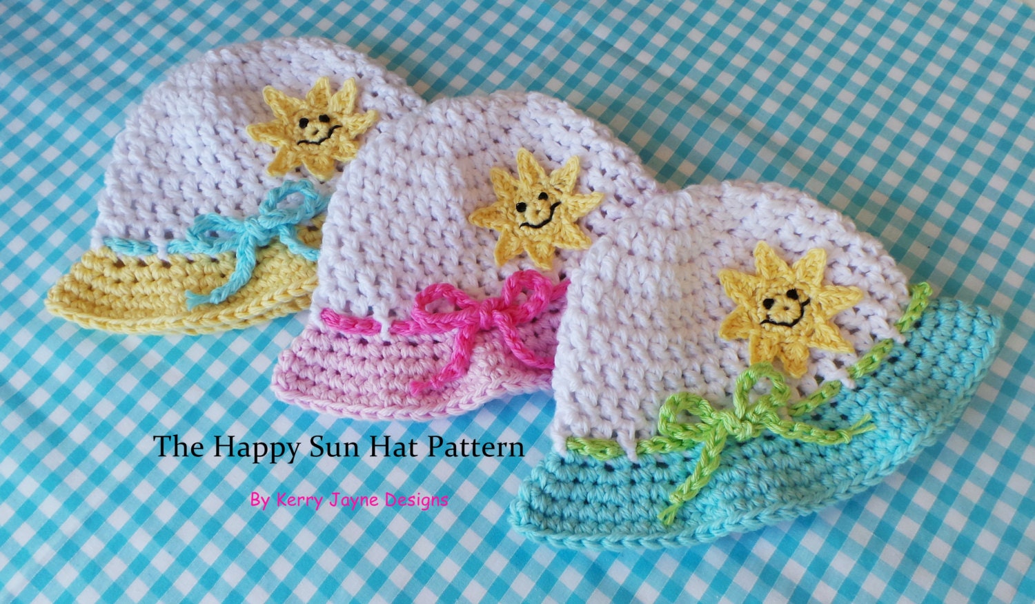 Crochet Pattern HAPPY SUN HAT Baby Summer by KerryJayneDesigns