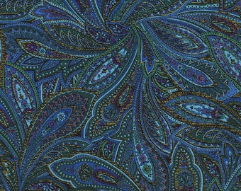 Metallic Paisley Peacock, Tapestry, Chong-a Hwang, Timeless Treasures Fabric (By 1/2 yd)