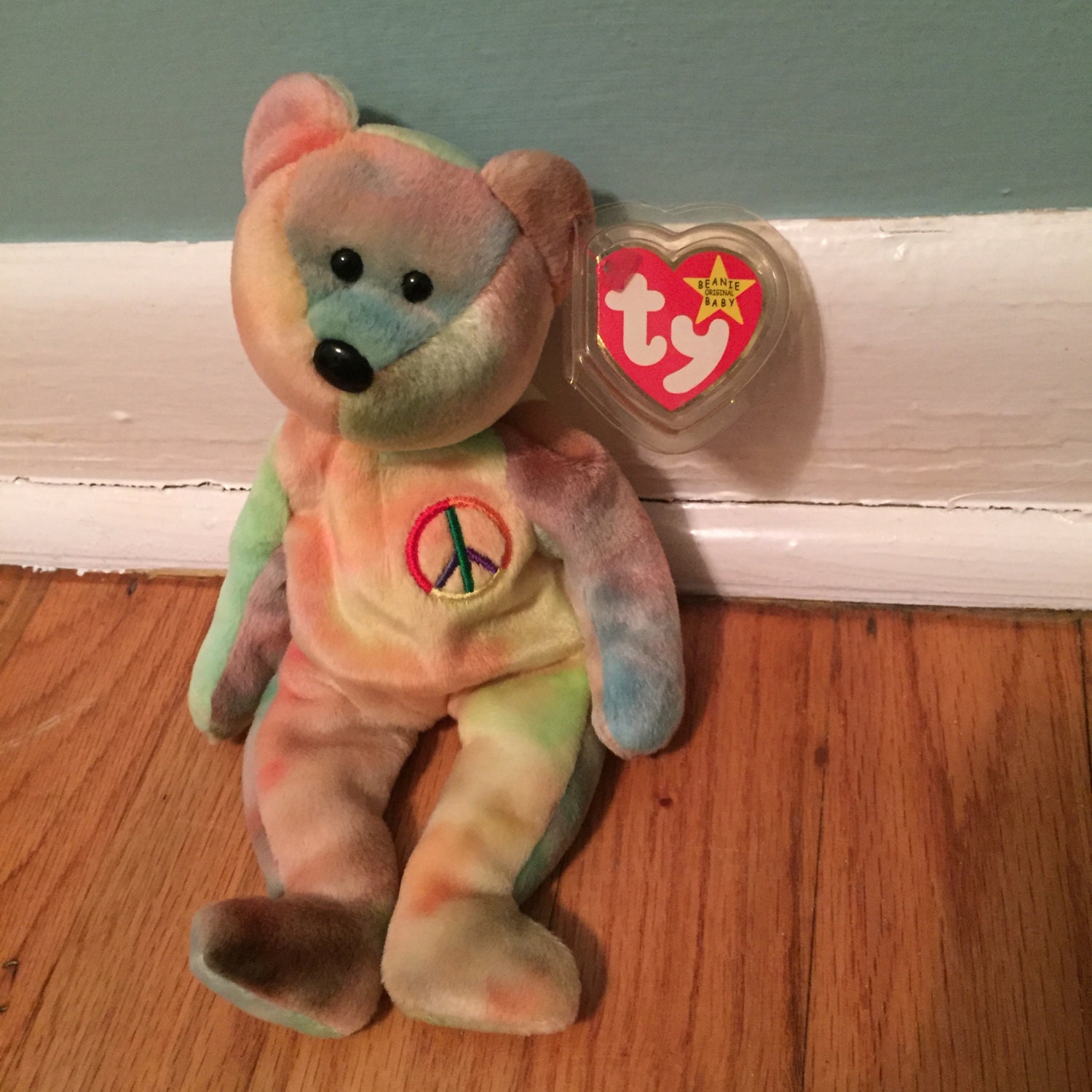 Retired Original Peace Bear TY Beanie Baby reduced 4th of JULY