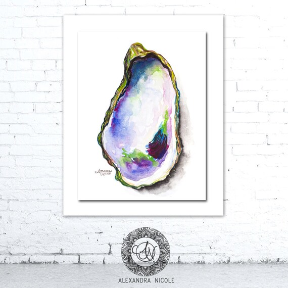 Oyster Painting Oyster Prints Oyster Art by ArtByAlexandraNicole