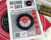 Wedding Vinyl Record Save The Date Magnets - Vintage Vinyl Record Design (Complete With Backing Postcards)