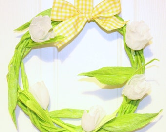 Outdoor Door Wreath White Tulipe
