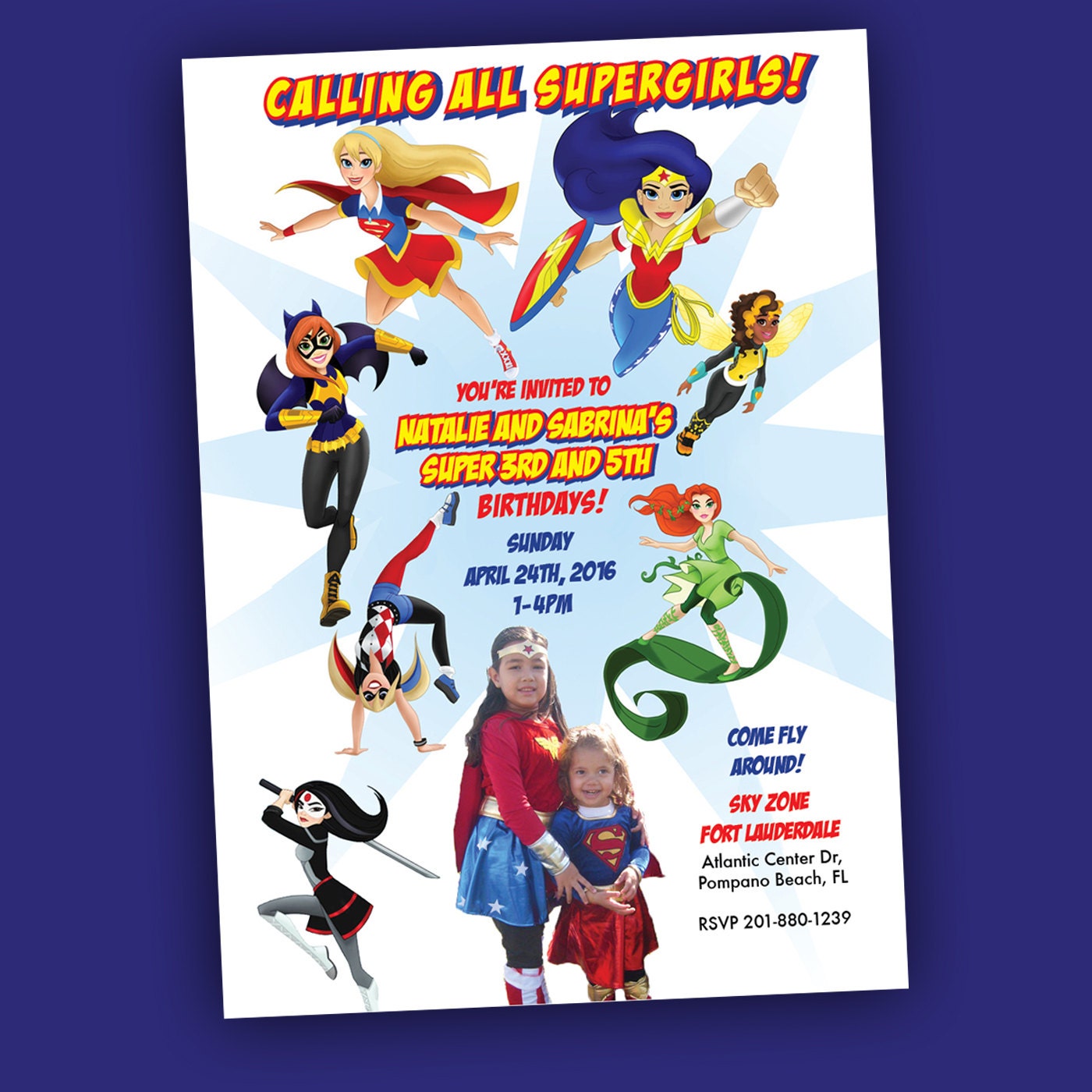 Dc Superhero Girls Birthday Invite Personalized Printable 