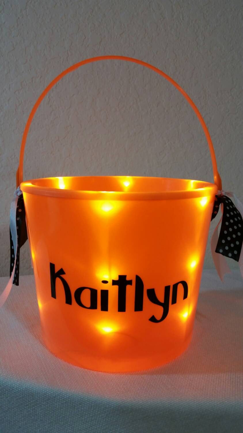 Halloween Light Up Bucket Orange with Option to Personalized