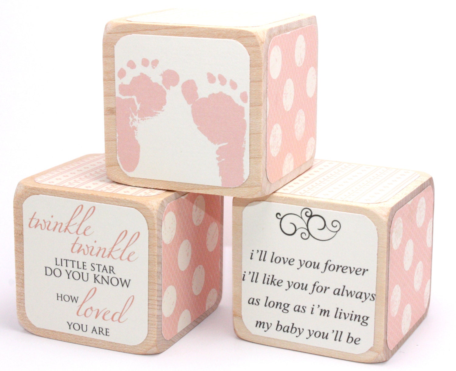 Shabby Chic Baby Shower Decor Wood Blocks Baby Blocks