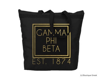 GPhiB Gamma Phi Beta Foil Frame Sorority Tote