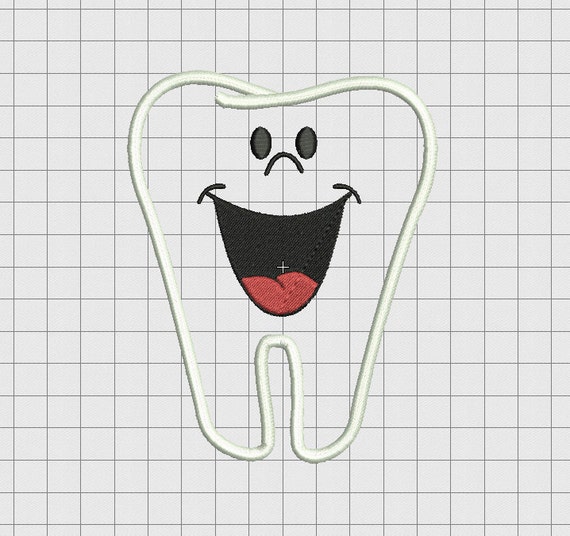Tooth smile applique embroidery design in 3x3 4x4 5x5 and 6x6 Tooth smile applique embroidery design in 3x3 4x4 5x5 and 6x6