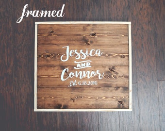 Wedding Guest Book Sign FRAMED Custom Wooden Guest Book Sign Rustic Guestbook Signature Sign Guest Book Alternative Rustic Wall Art