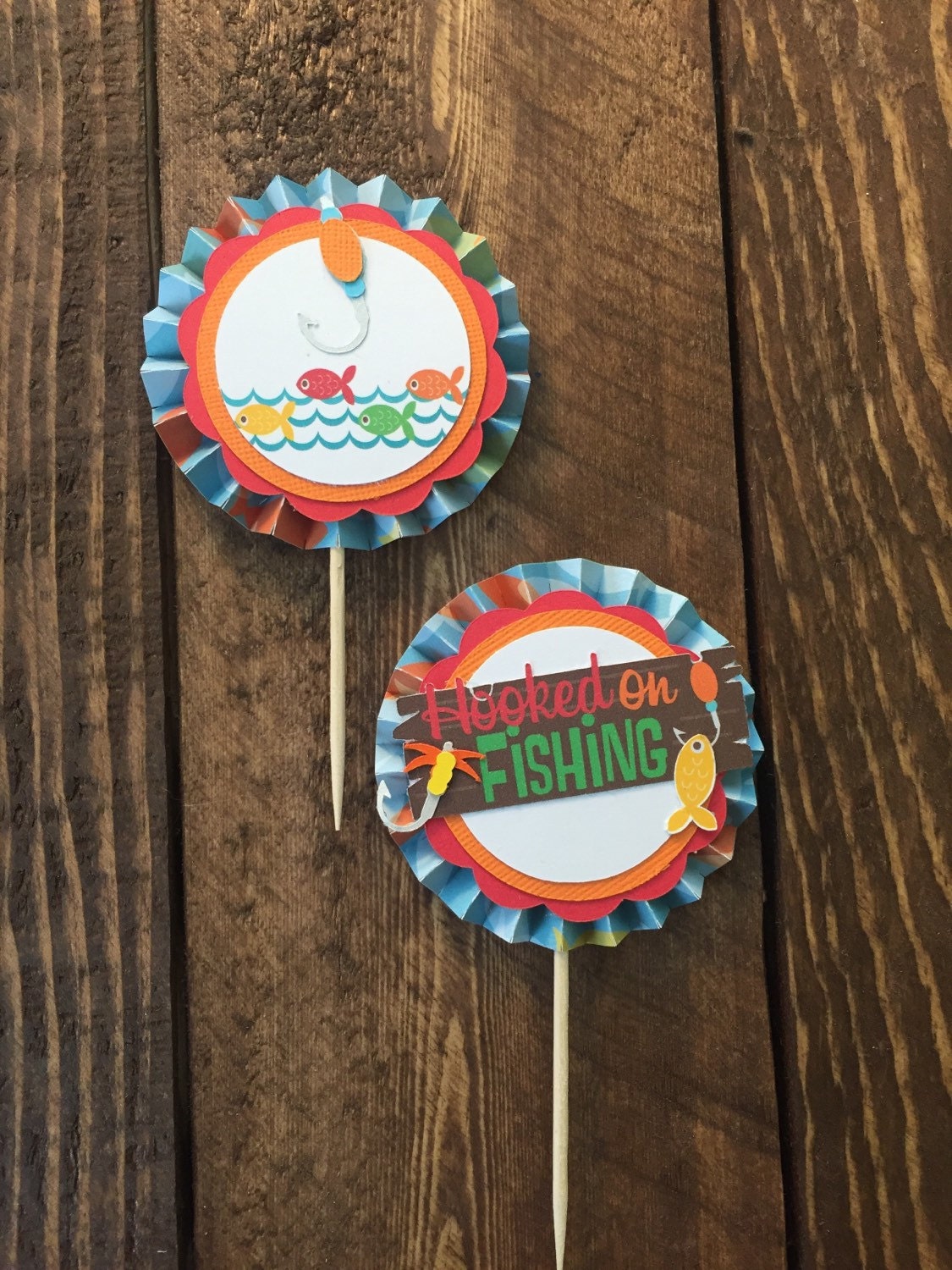 Hooked on Fishing Cupcake Toppers set of 12