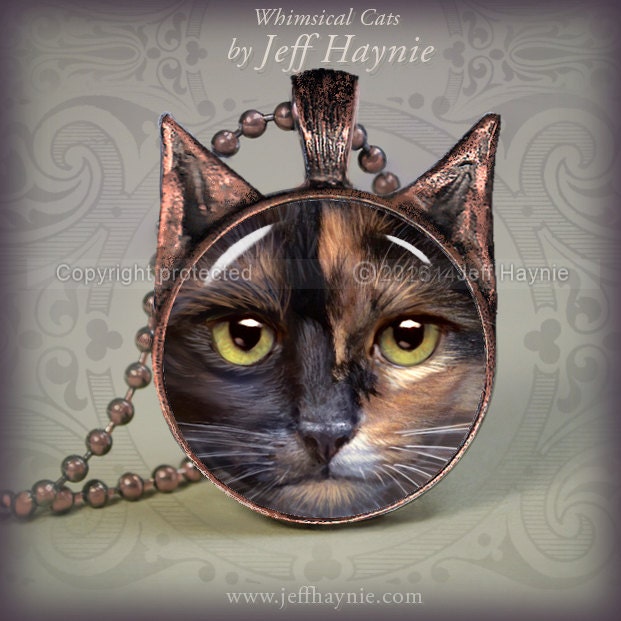 Cat Jewelry // Tortie Cat Necklace pendant // Christmas