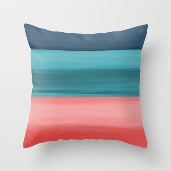 Decorative Pillow Cover Throw Pillow Cover Coral Navy Teal