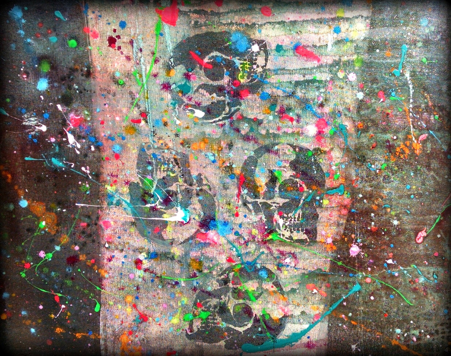 skull Abstractskull artdeathabstract canvasacrylic ink