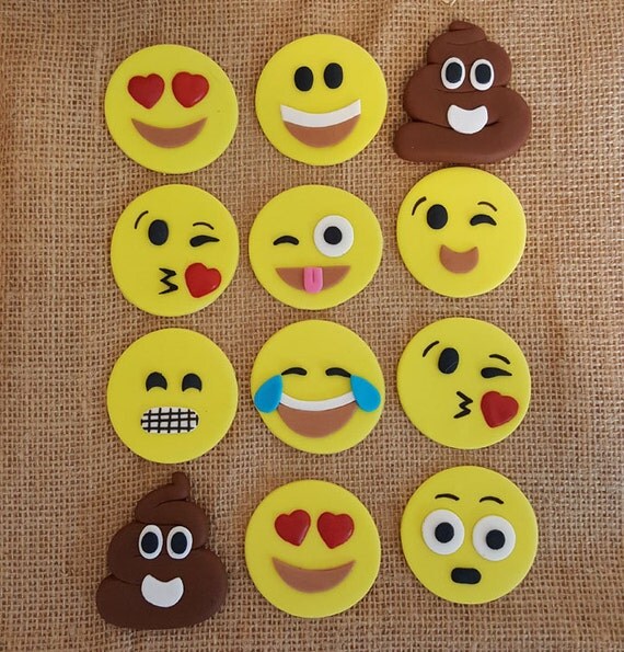 12 Emoji cupcake edible toppers