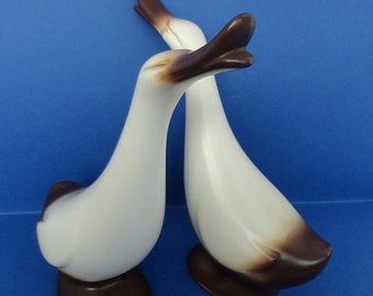 1960's Vintage Porcelain Long Neck Geese Set of Two