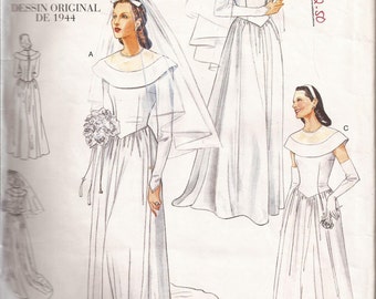v2384 Vintage 1944 Design Wedding Gown Size 12-16