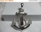 SALE Rhinestone Anchor pendant, Silver tone, Clear rhinestones, Sailing pendant, cruise, holiday jewelry supplies, bold hipster Gingerslittl