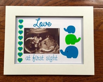 Ultrasound Frame, Baby Picture, Love at First Sight, Sonogram Picture Frame, Elephant Picture