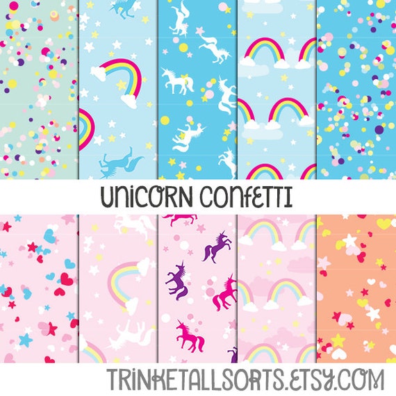 unicorn confetti unicorn scrapbook paper digital papers