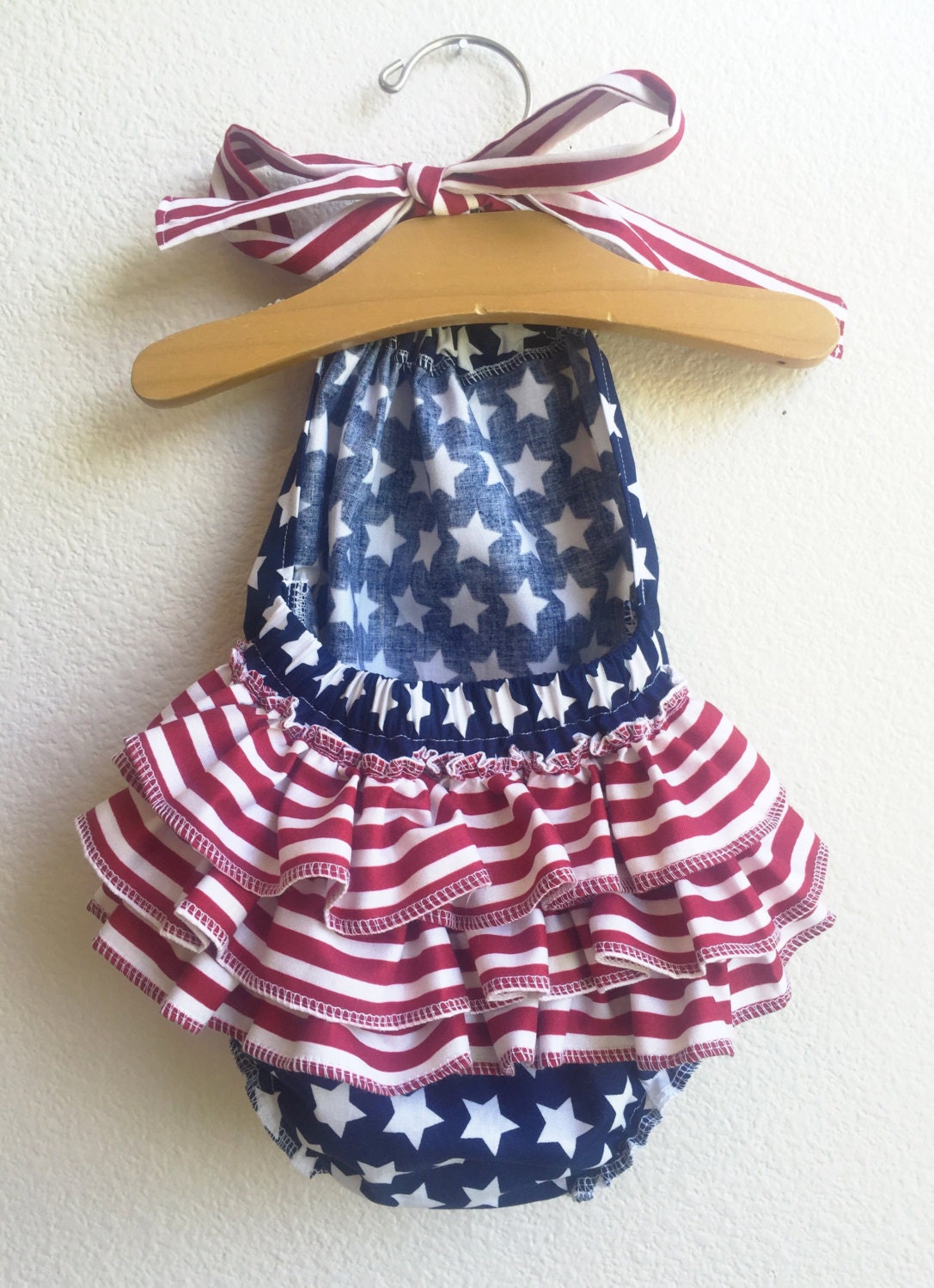 Liberty Ruffled Baby Girl Romper. Baby Girl Romper. Baby